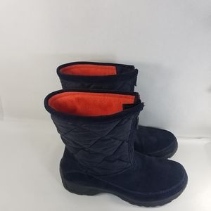 Land's End Quilted Winter Boots Dark Blue/Black
